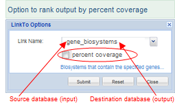 checkbox for the option to rank output by percent coverage